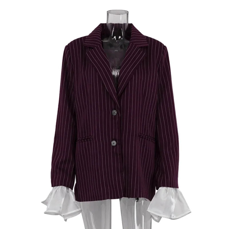 Burgundy Stripe Blazer Coat