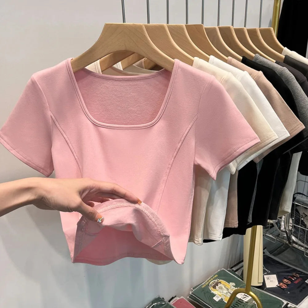 Square Neck Slim Crop Top