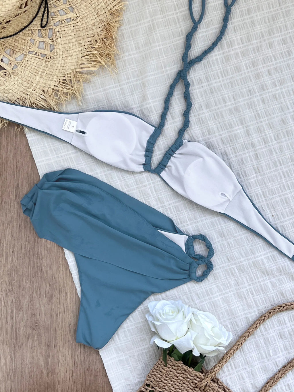 Burgundy Bikini Set with Gold Detail