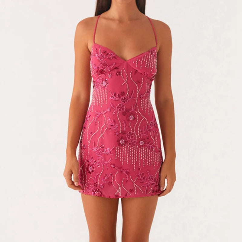 Sequin Beaded Cami Mini Dress