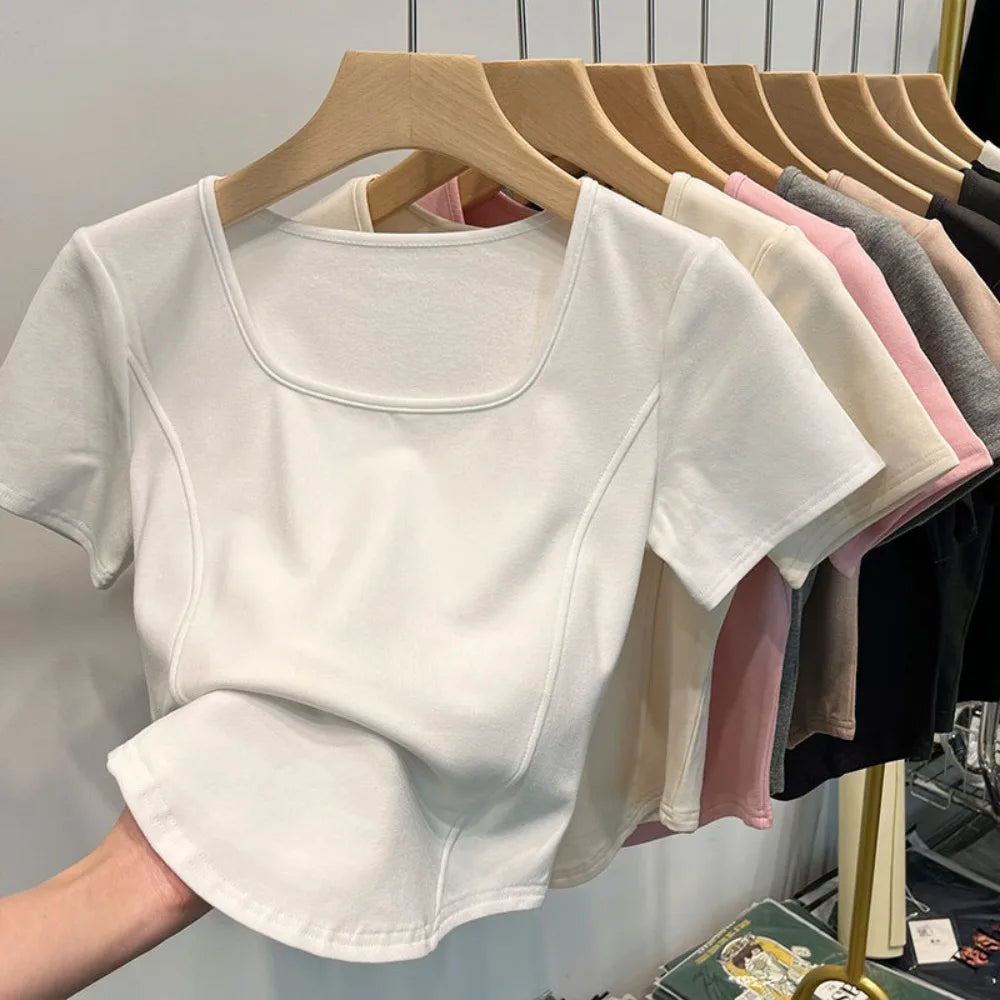 Square Neck Slim Crop Top