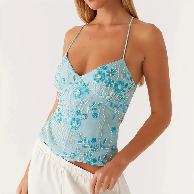 Sequin Beaded Cami Mini Dress