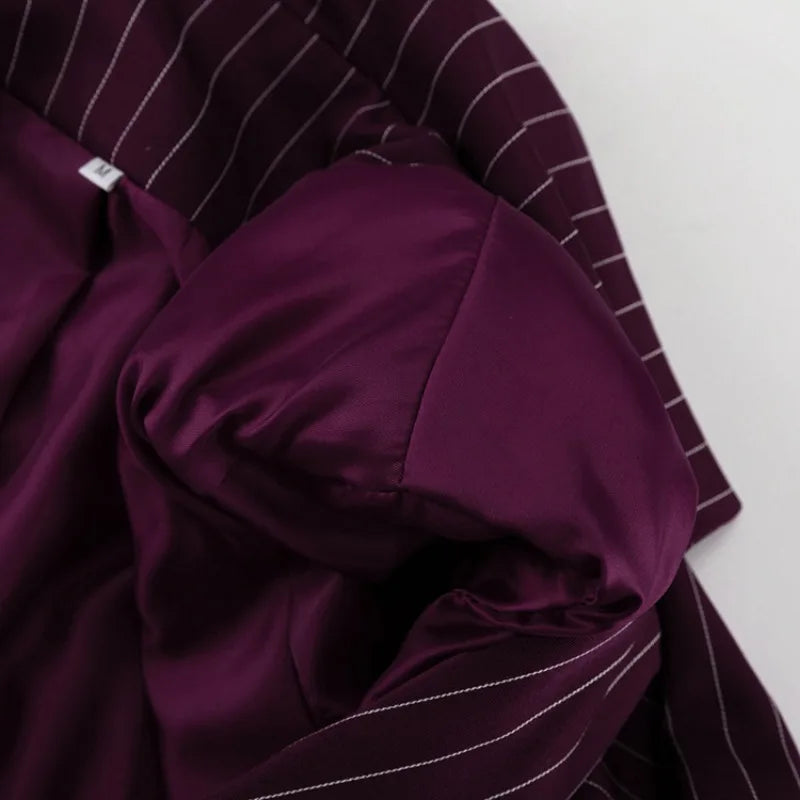 Burgundy Stripe Blazer Coat