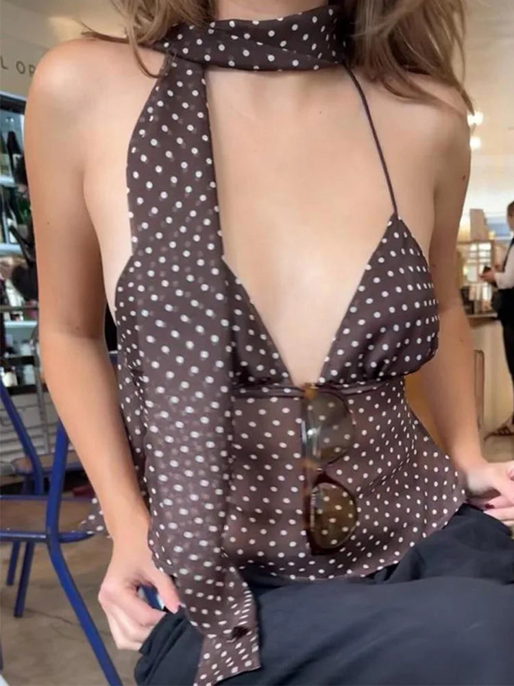 Polka Dot Spaghetti Strap Camisole Top