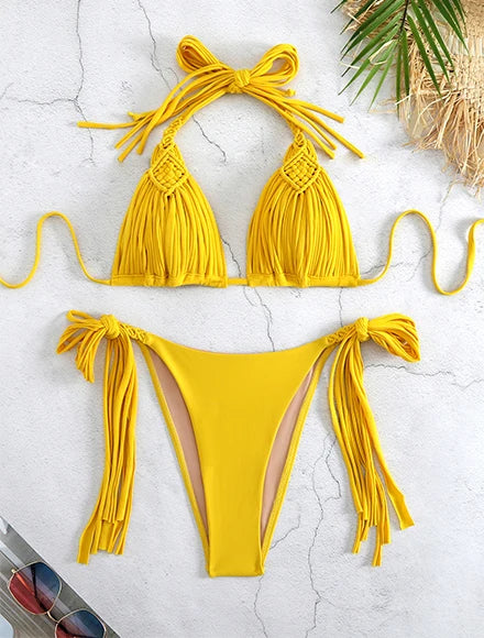 Burgundy Bikini Set with Gold Detail