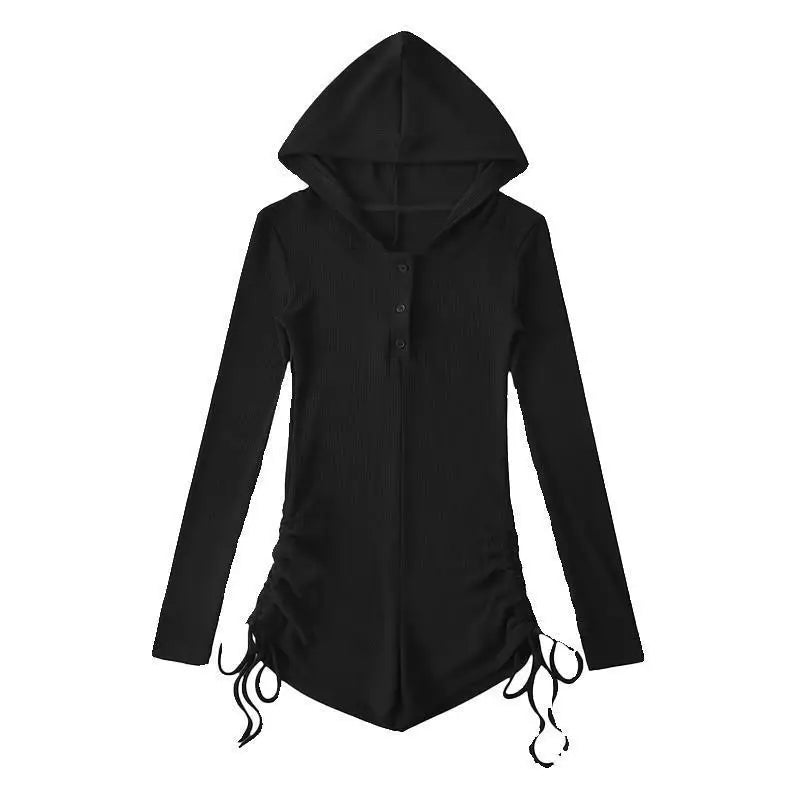 Hooded Slim Jumpsuit Shorts