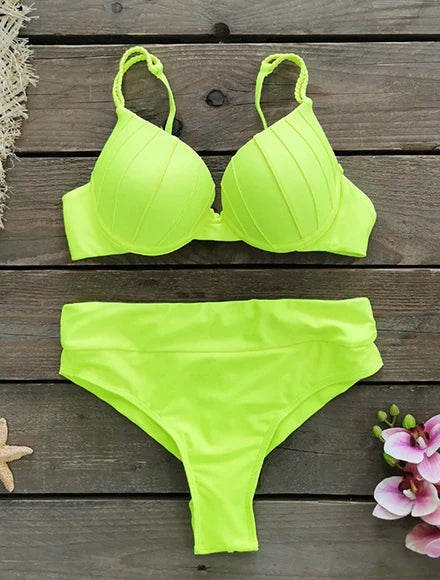 Burgundy Bikini Set with Gold Detail