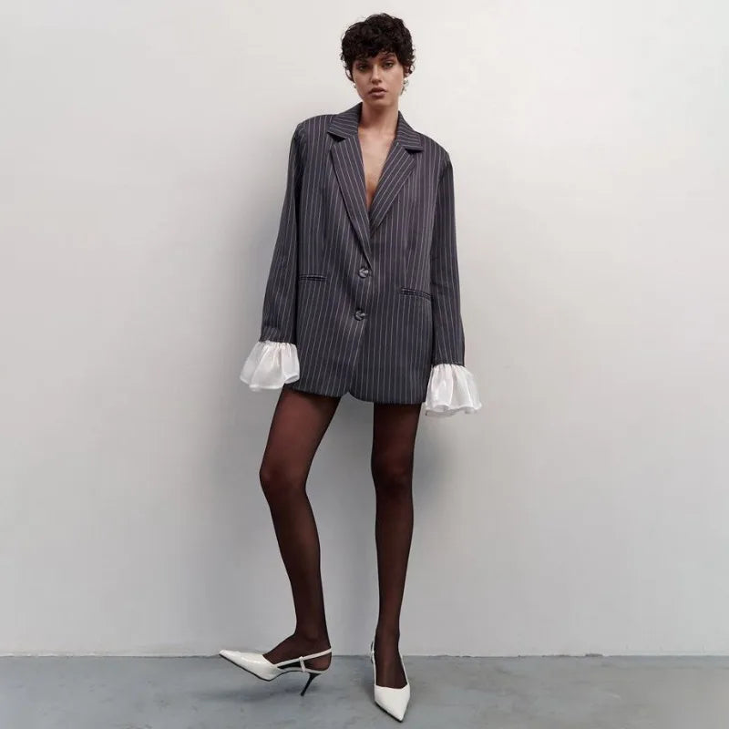 Burgundy Stripe Blazer Coat