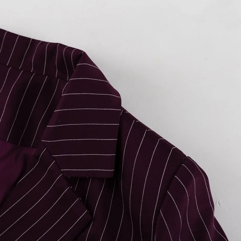 Burgundy Stripe Blazer Coat