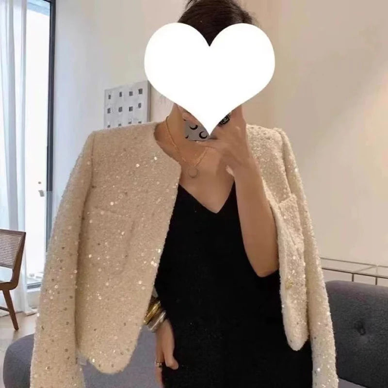 Sequin Tweed Slim Jacket