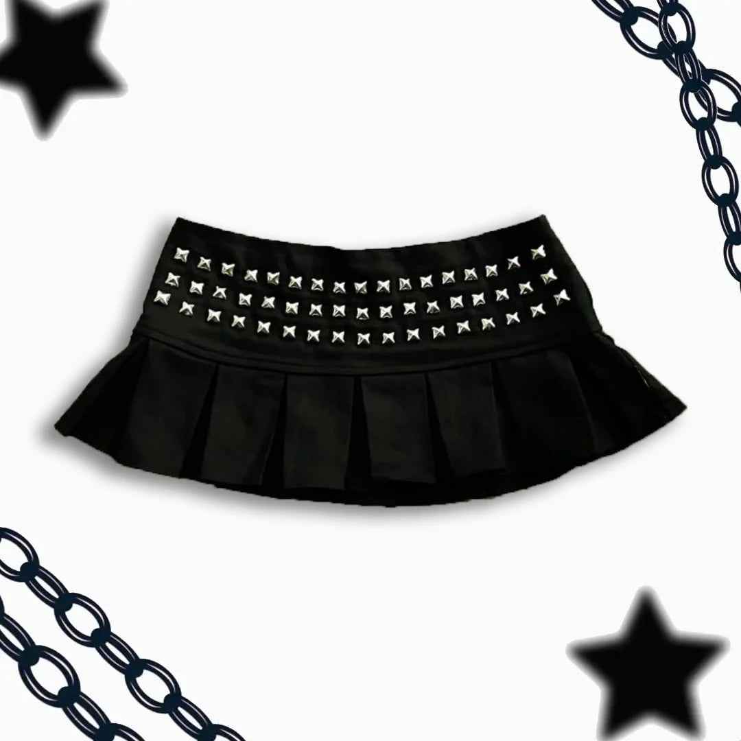 Y2K Punk Studded Mini Skirt