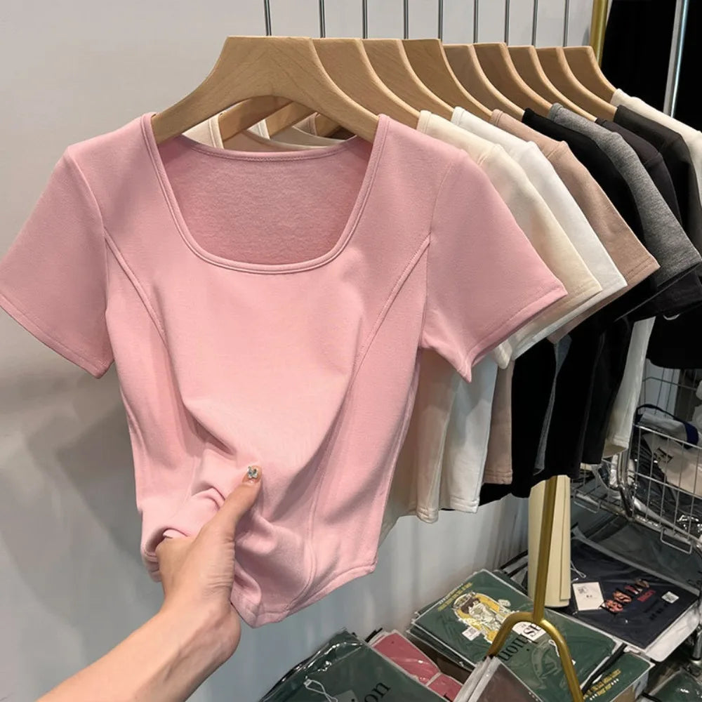 Square Neck Slim Crop Top
