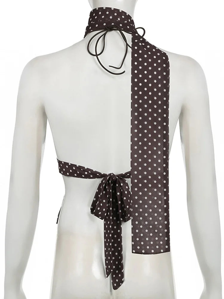 Polka Dot Spaghetti Strap Camisole Top