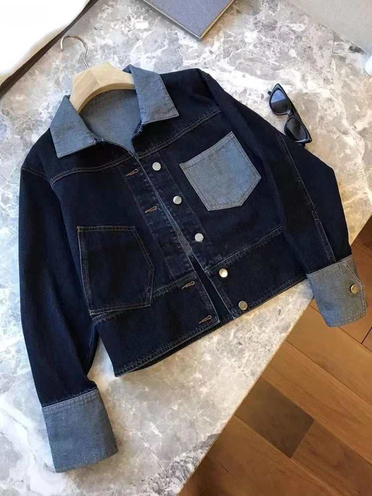 Retro Contrast Denim Jacket