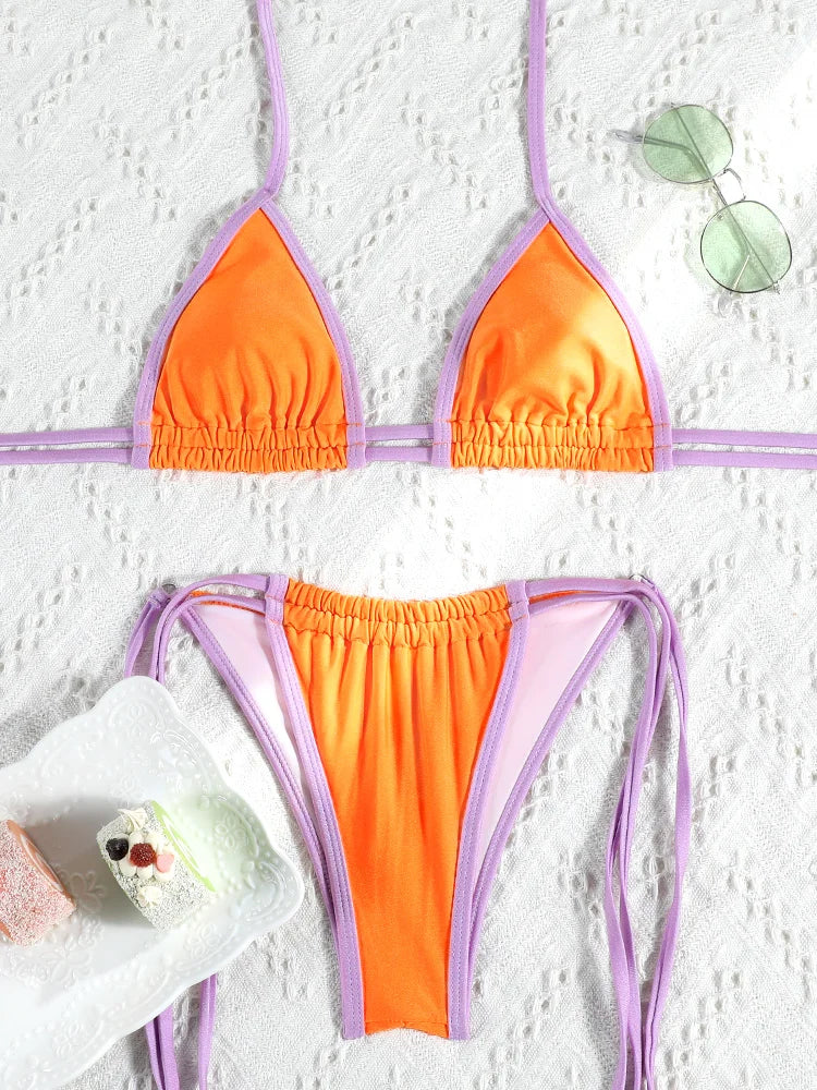 Triangle Bikini Micro Thong Swimsuit
