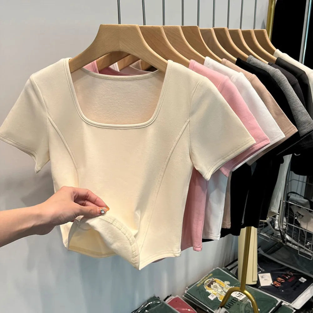 Square Neck Slim Crop Top