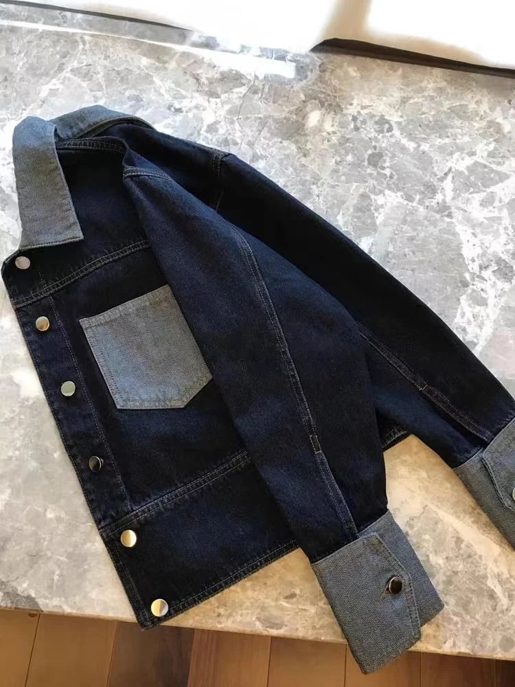 Retro Contrast Denim Jacket