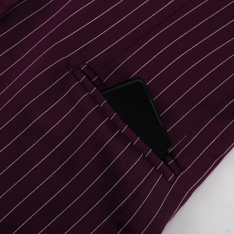 Burgundy Stripe Blazer Coat