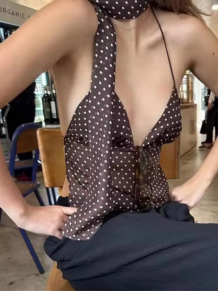 Polka Dot Spaghetti Strap Camisole Top