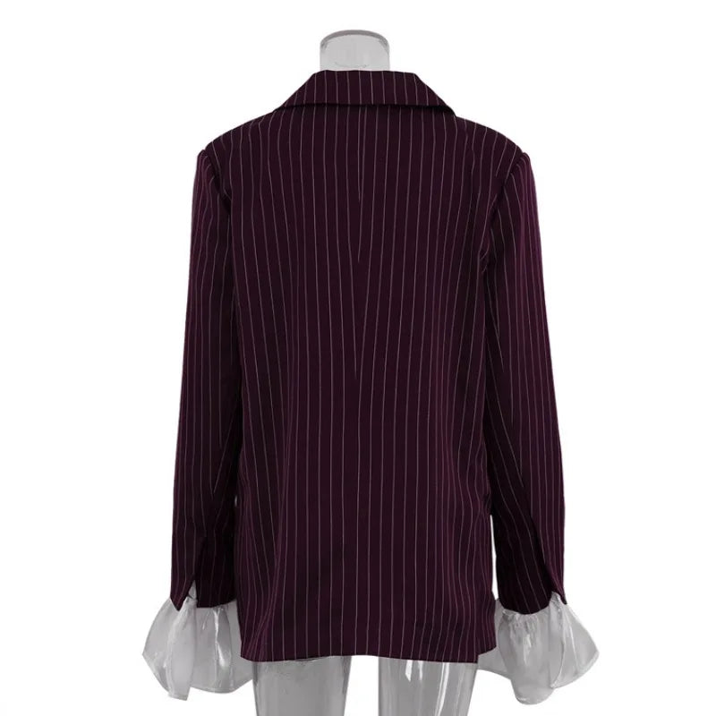 Burgundy Stripe Blazer Coat