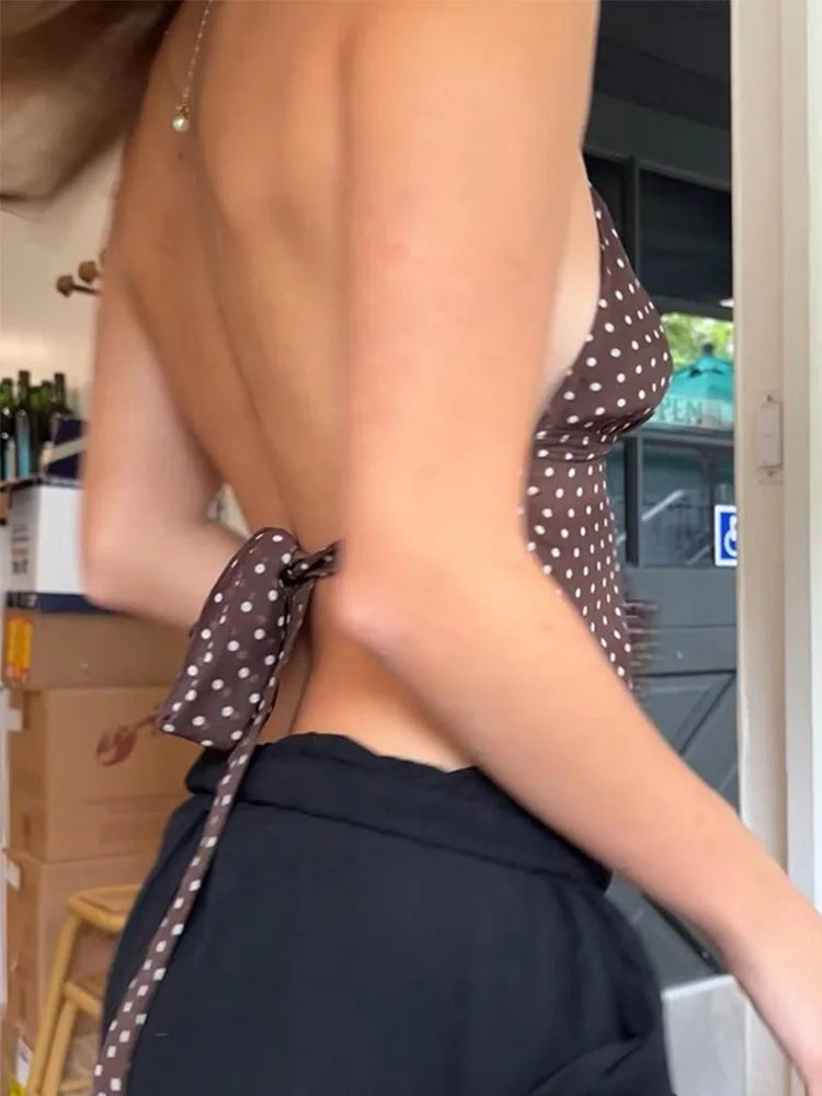 Polka Dot Spaghetti Strap Camisole Top