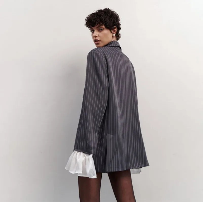 Burgundy Stripe Blazer Coat
