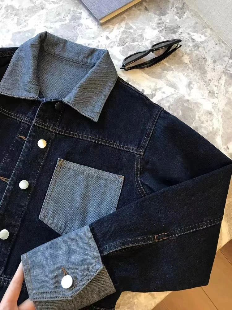 Retro Contrast Denim Jacket
