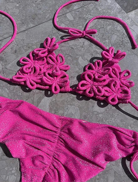 Burgundy Bikini Set with Gold Detail