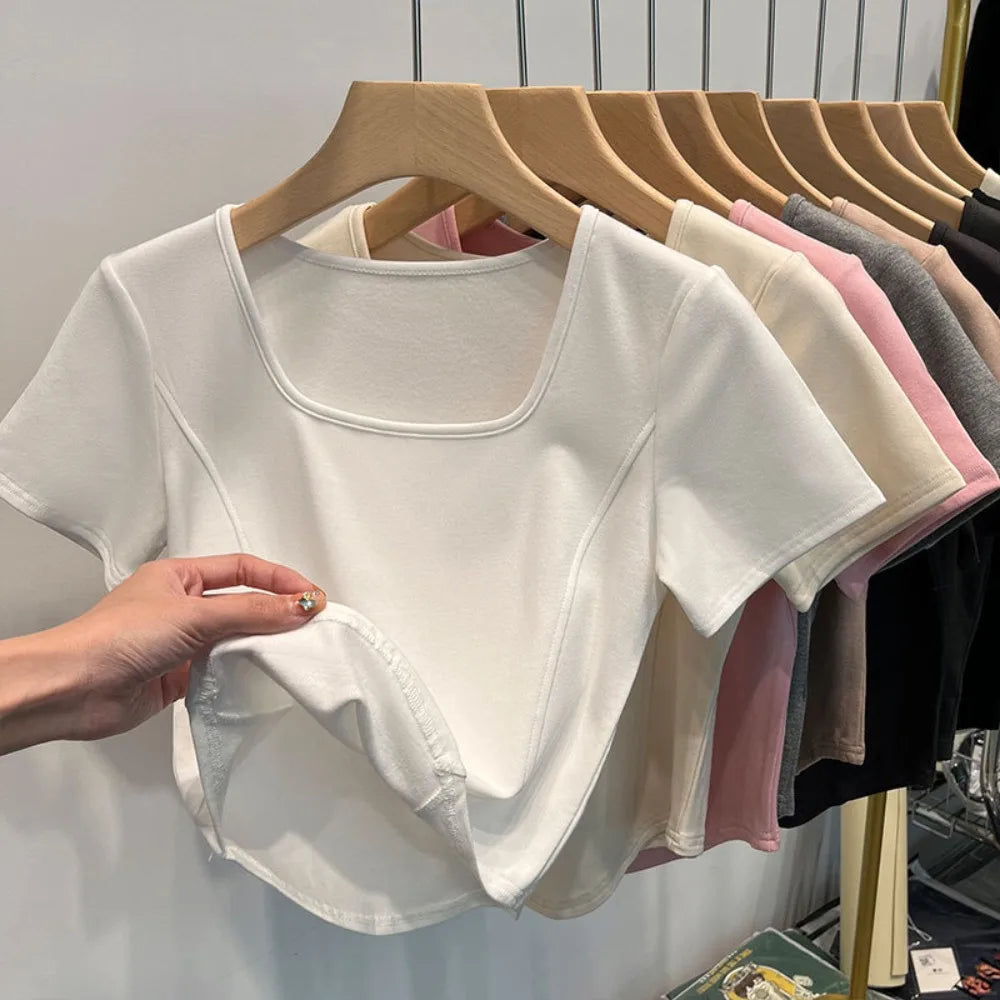Square Neck Slim Crop Top