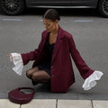 Burgundy Stripe Blazer Coat