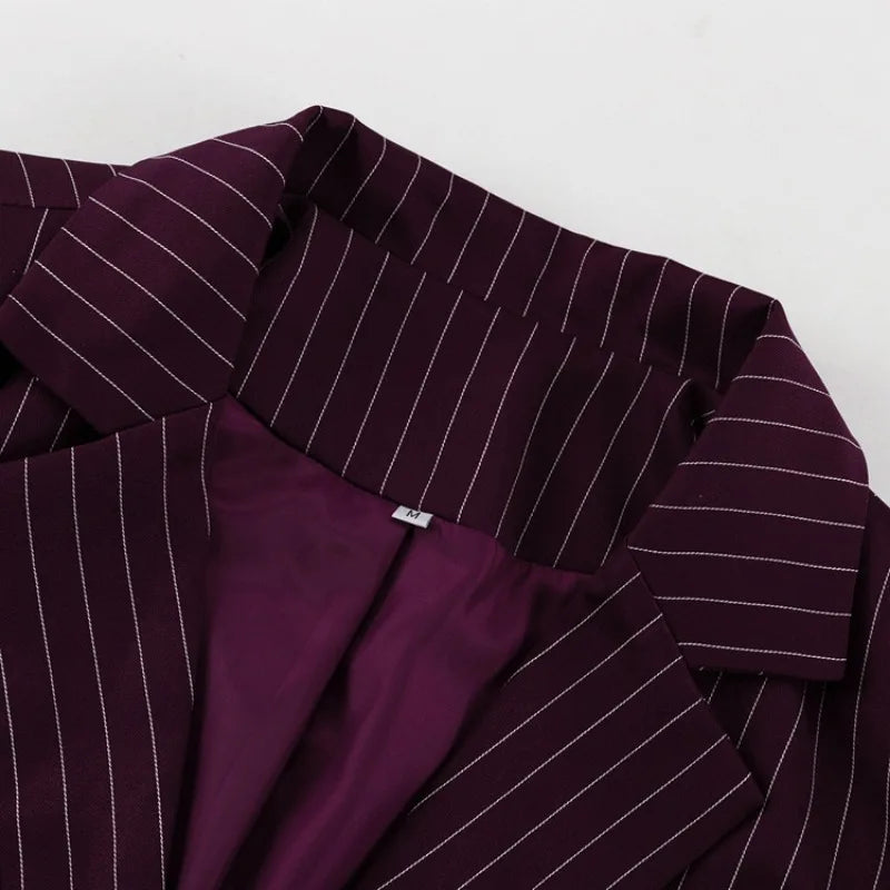 Burgundy Stripe Blazer Coat