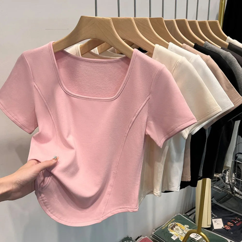 Square Neck Slim Crop Top