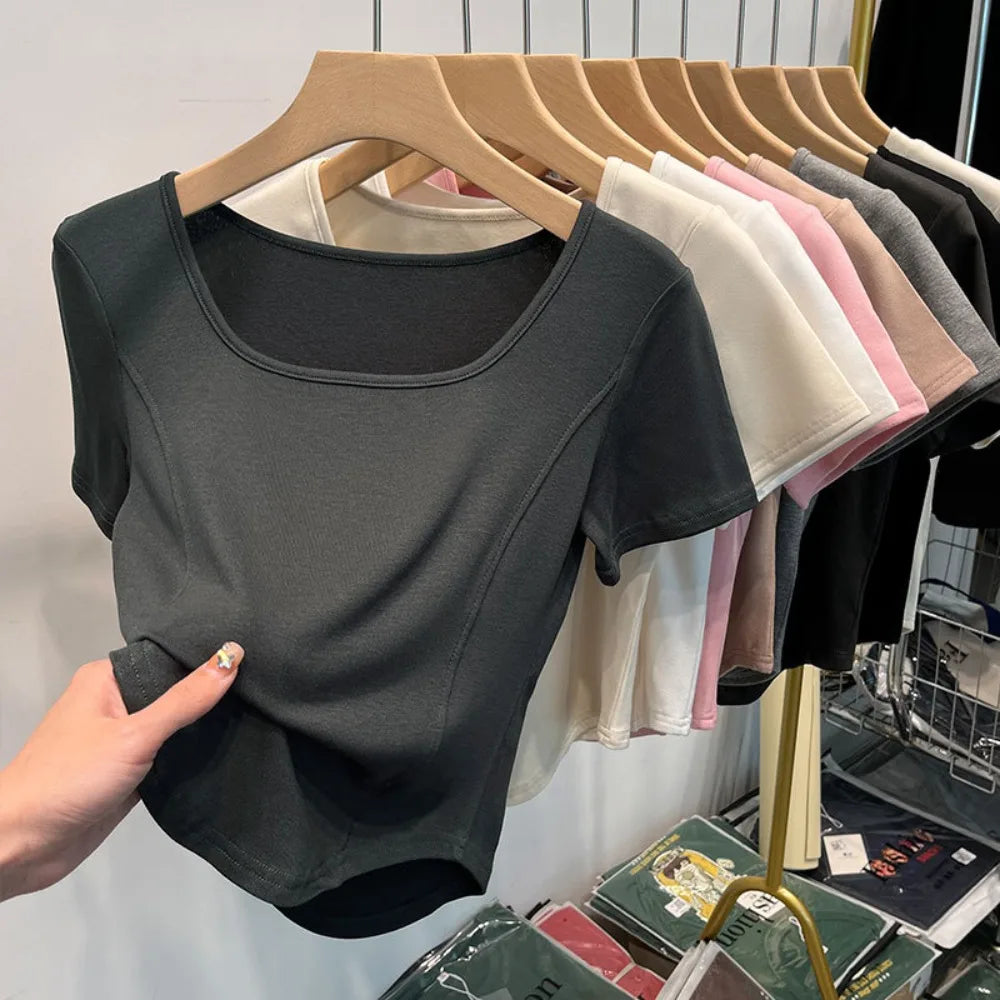 Square Neck Slim Crop Top