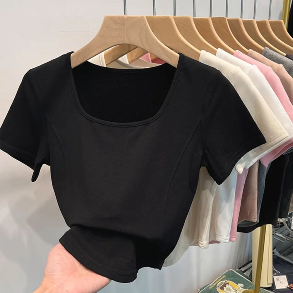 Square Neck Slim Crop Top