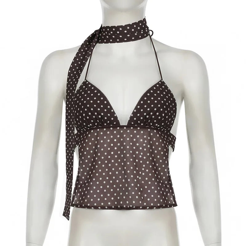 Polka Dot Spaghetti Strap Camisole Top