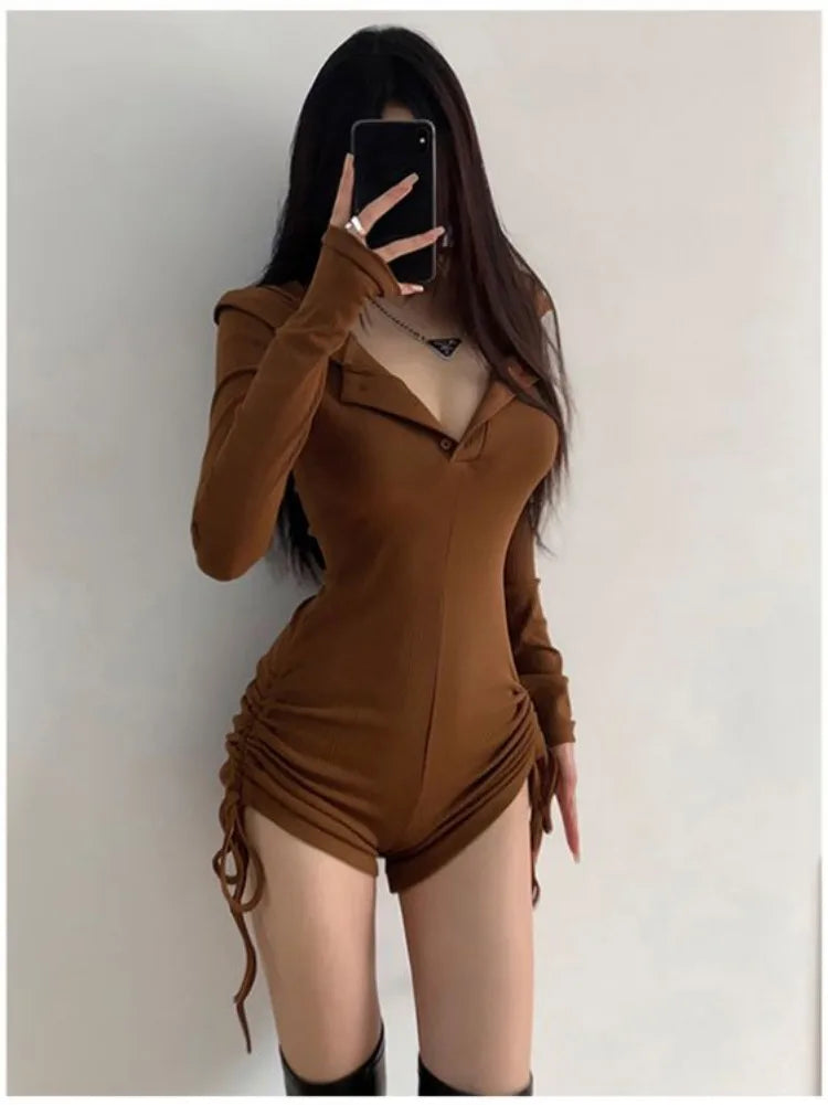 Hooded Slim Jumpsuit Shorts