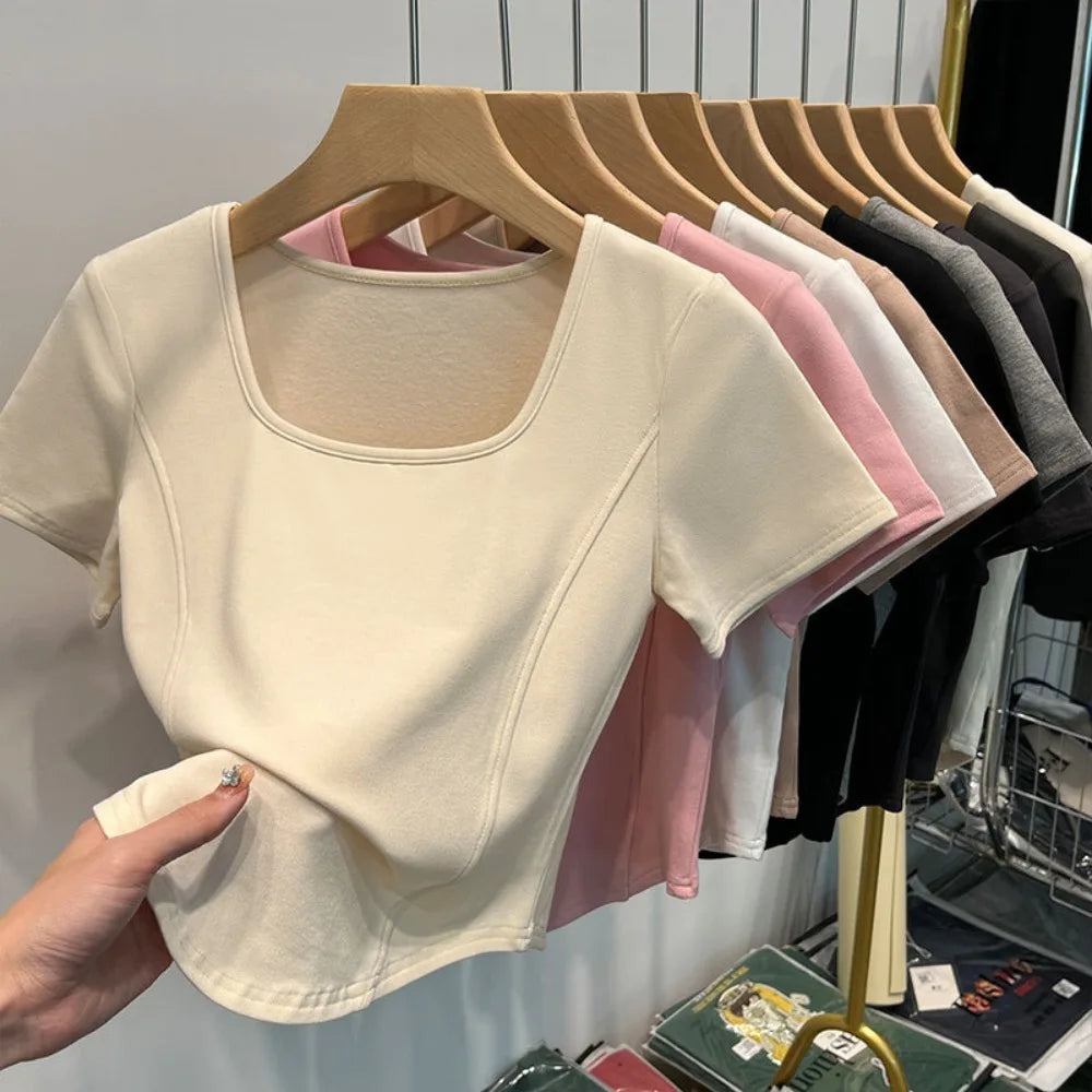 Square Neck Slim Crop Top