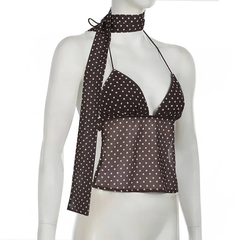 Polka Dot Spaghetti Strap Camisole Top