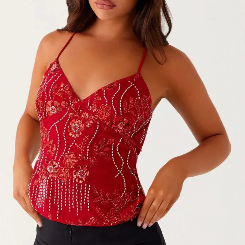 Sequin Beaded Cami Mini Dress