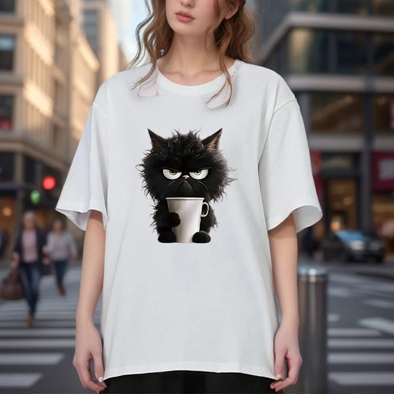 Funny Cat Print T-Shirt