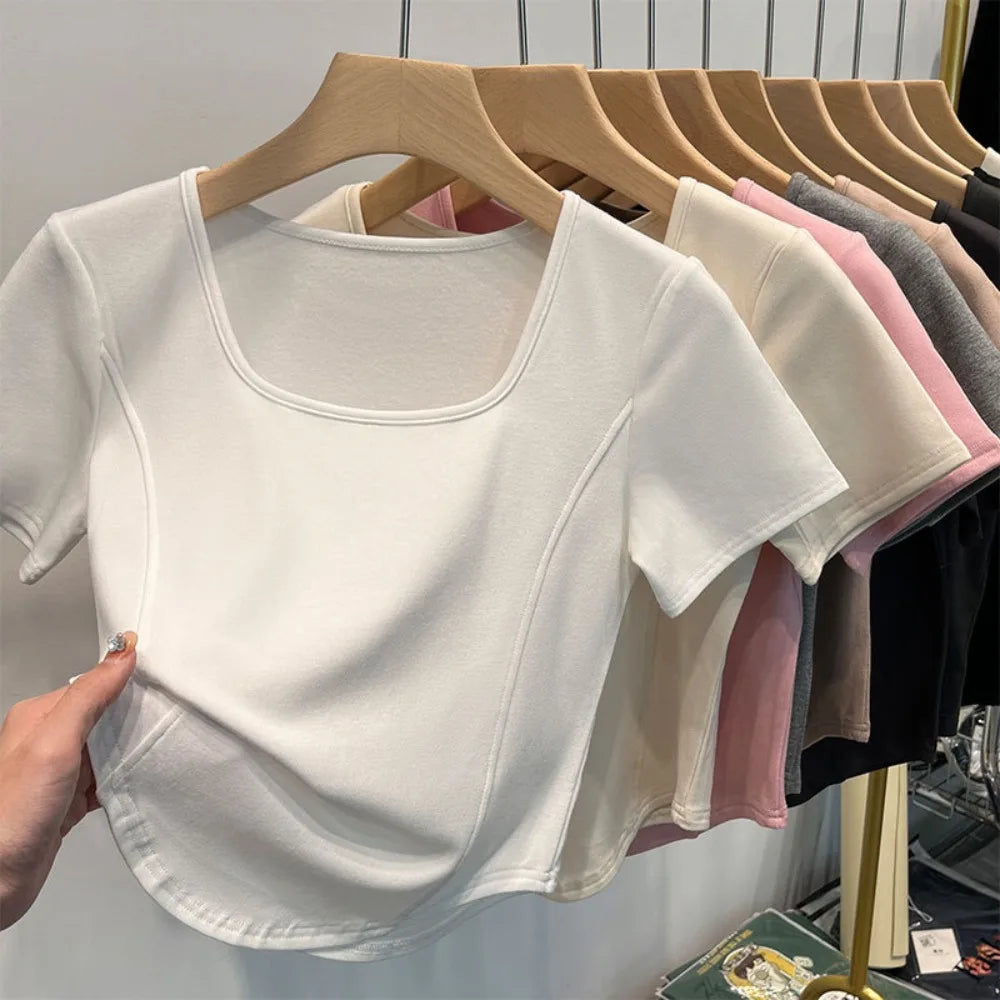 Square Neck Slim Crop Top