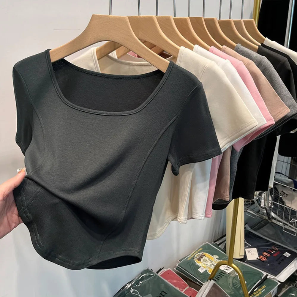 Square Neck Slim Crop Top