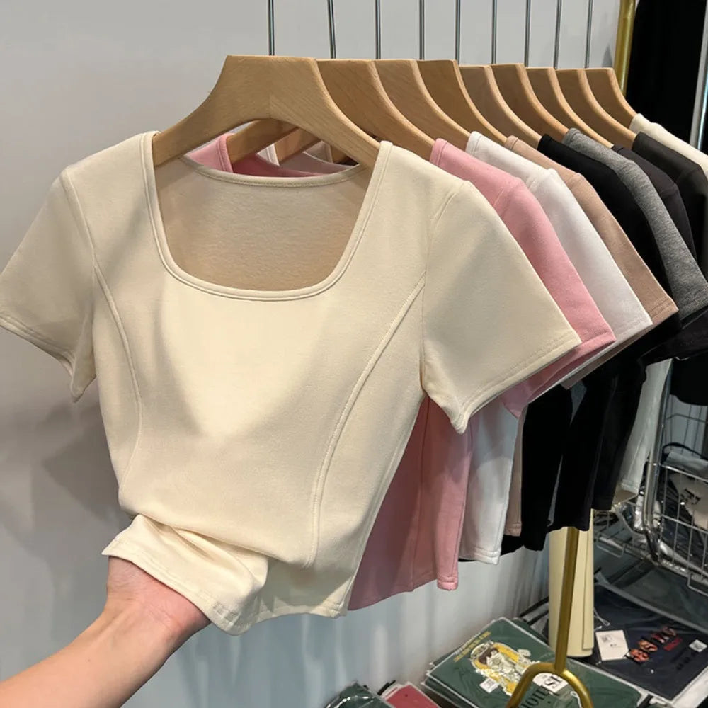 Square Neck Slim Crop Top