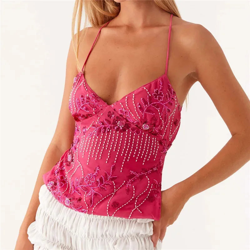 Sequin Beaded Cami Mini Dress