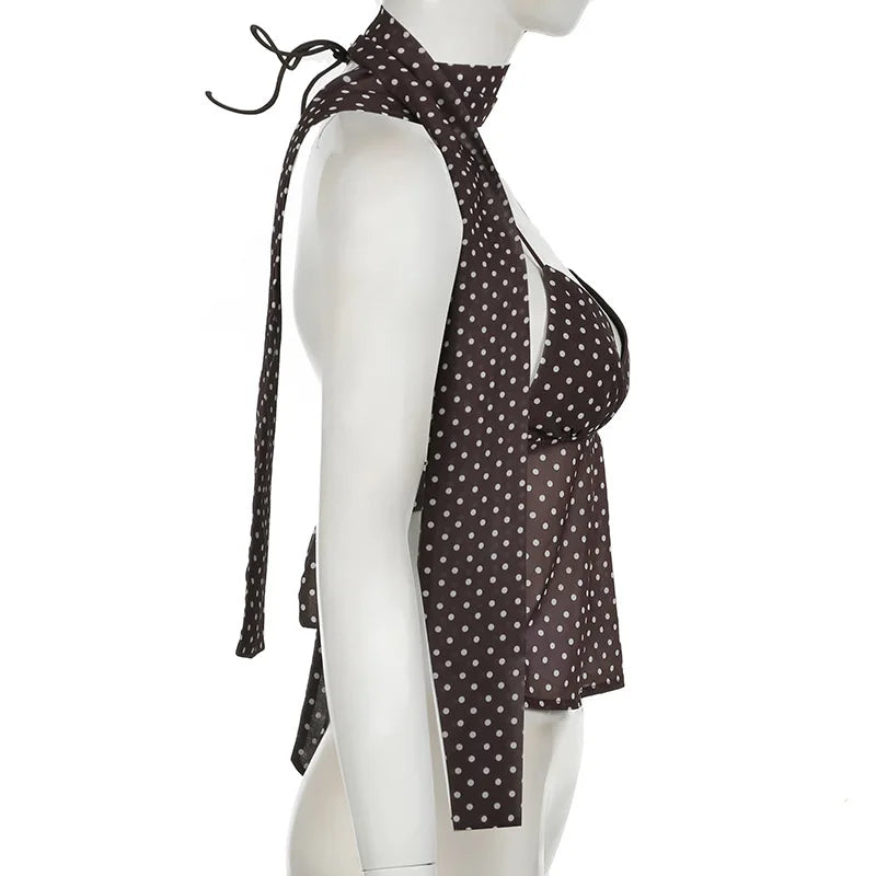 Polka Dot Spaghetti Strap Camisole Top
